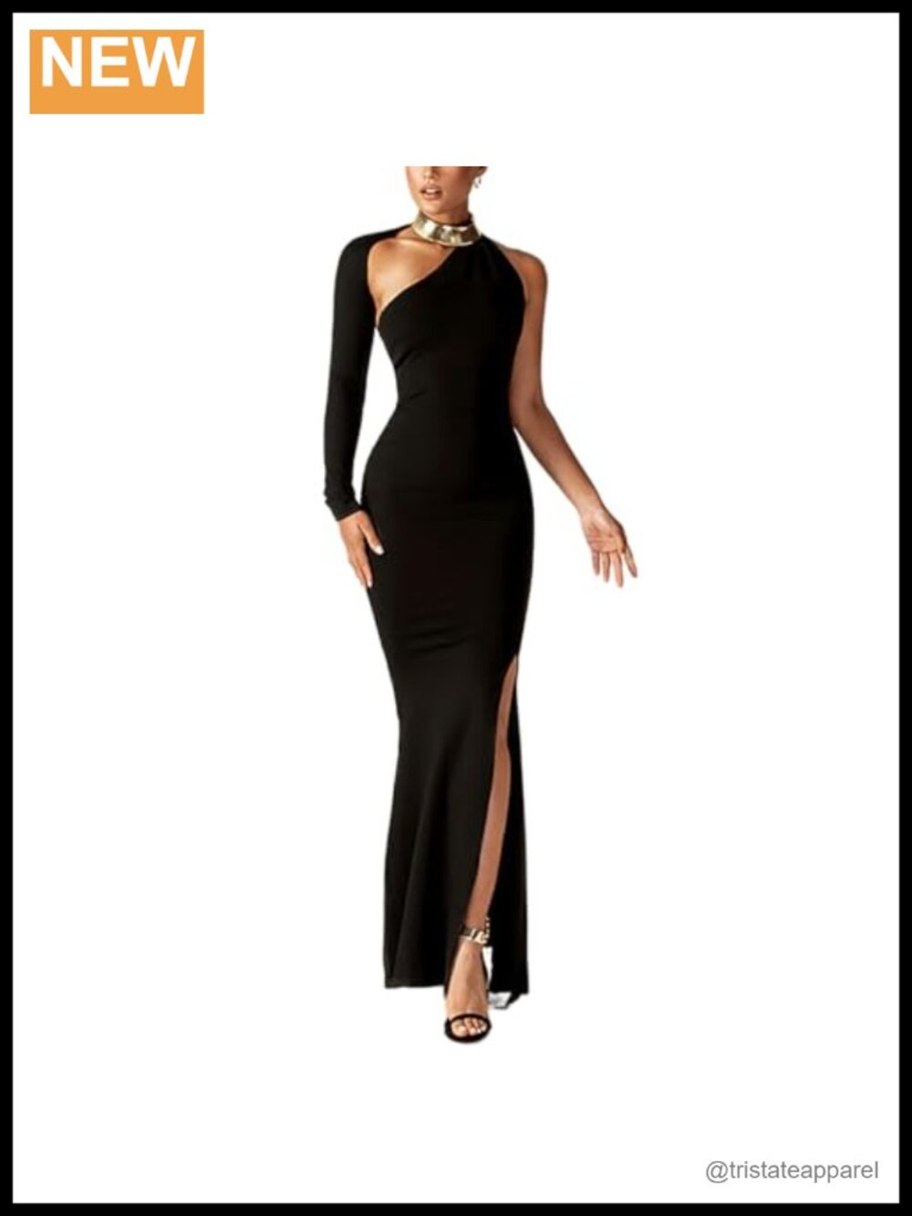 One Shoulder Backless Long Sleeve Maxi Dress
